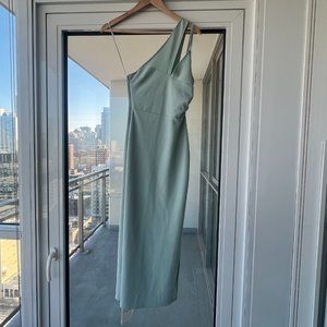 [NWT] Abercrombie & Fitch One Shoulder Mint Green Midi Dress Side Slit